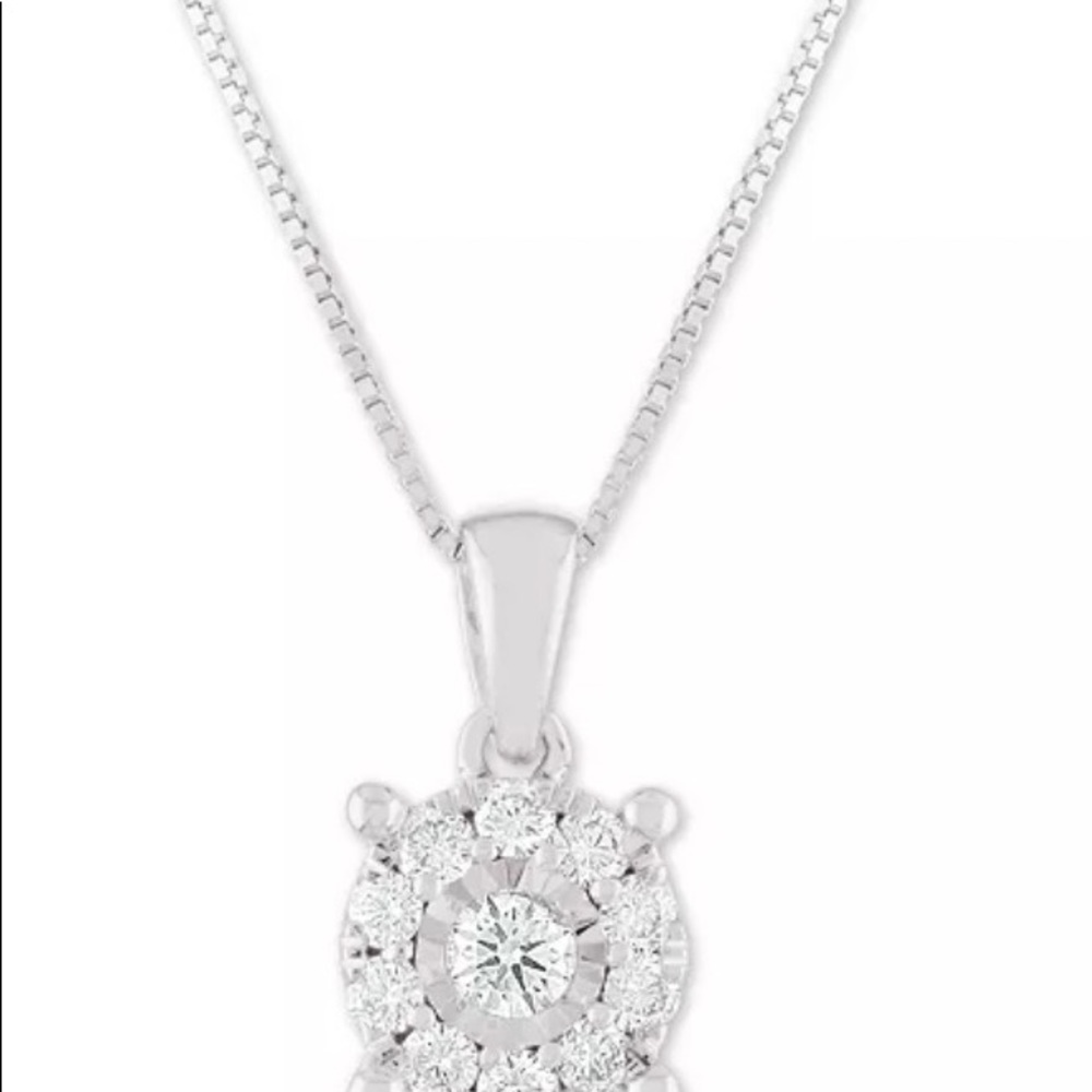 Diamond Halo 18” Pendant Necklace in 14k White